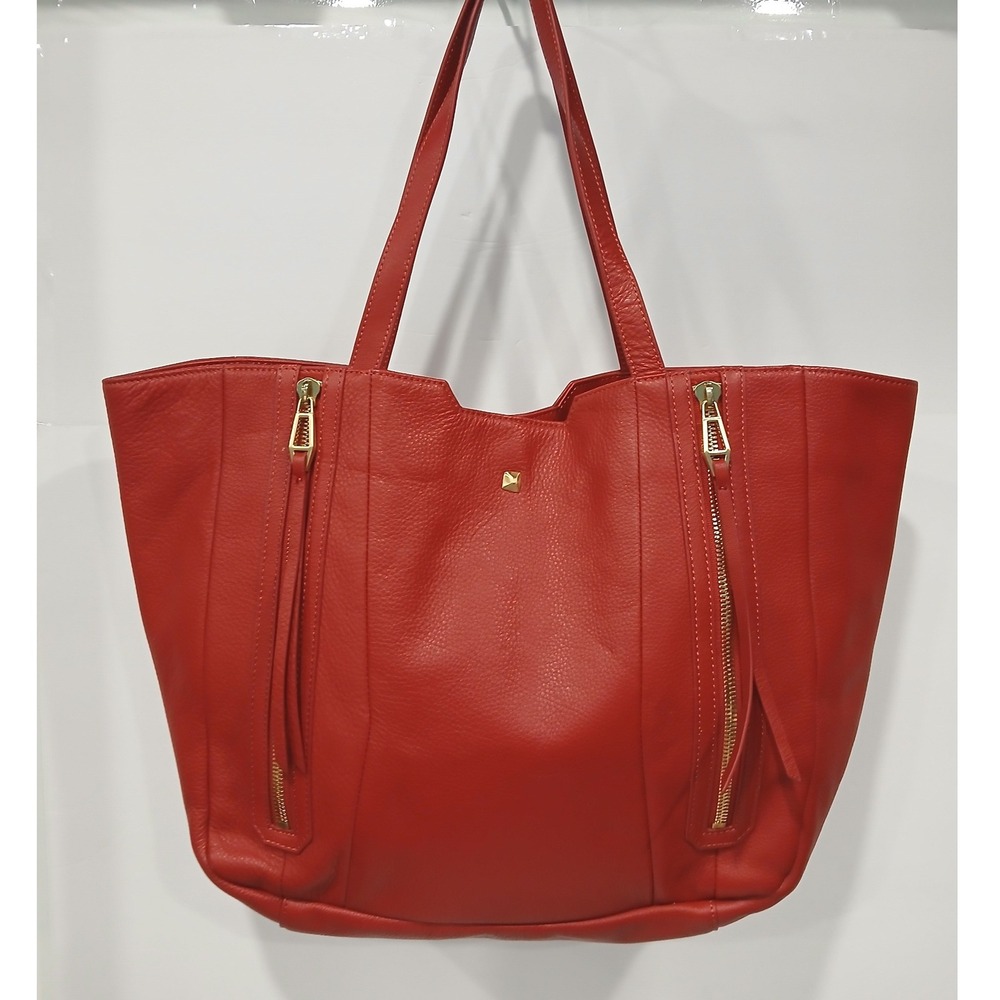 Rian‎ Red Genuine Pebbled Leather Katherine Ellery Tote Bag Luxury Business